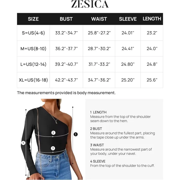 imageZESICA Womens One Shoulder Long Sleeve Tops 2024 Fall Fashion Lightweight Ribbed Knit Shirts Slim Fitted Basic TeesBlack