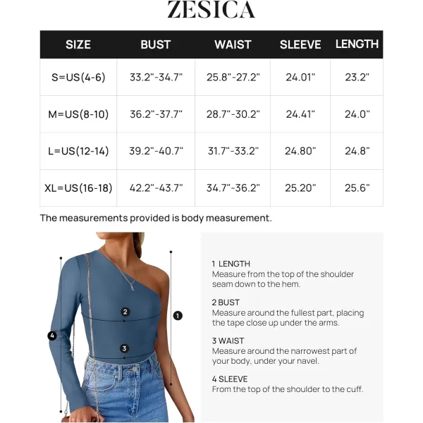 imageZESICA Womens One Shoulder Long Sleeve Tops 2024 Fall Fashion Lightweight Ribbed Knit Shirts Slim Fitted Basic TeesDustyblue
