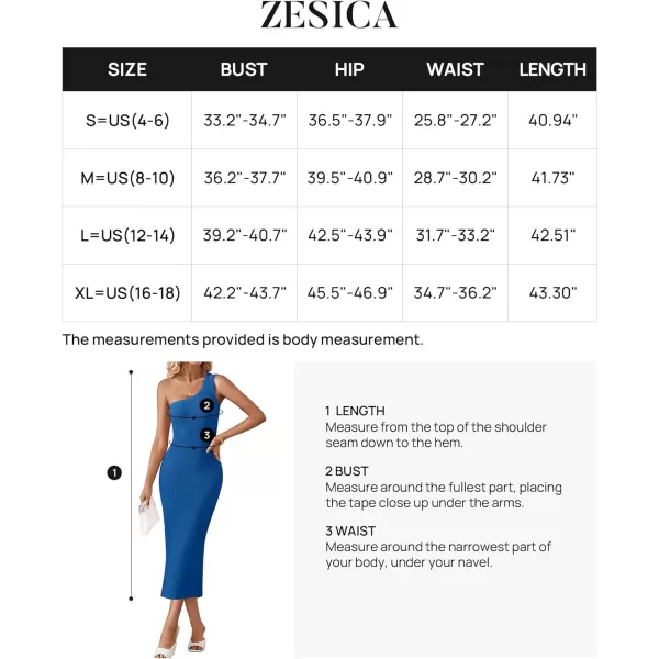 imageZESICA Womens One Shoulder Midi Bodycon Dresses 2024 Summer Sleeveless Slim Fit Ribbed Knit Back Slit Sweater DressBlue