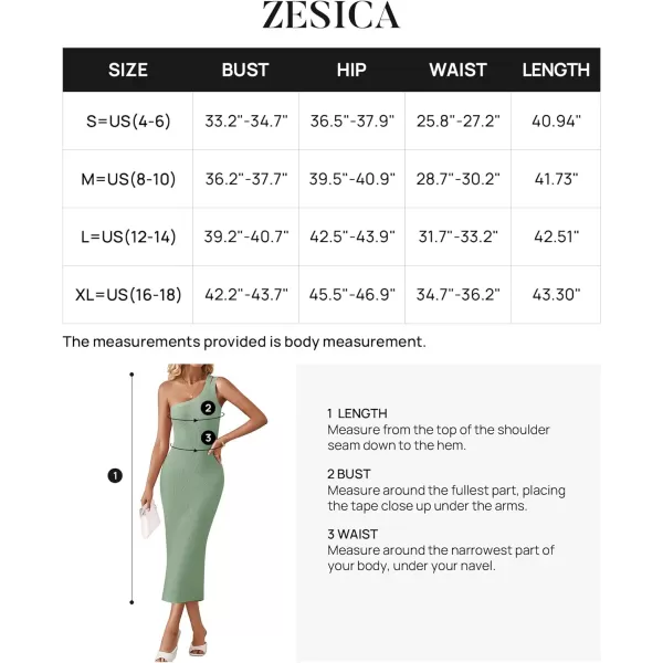 imageZESICA Womens One Shoulder Midi Bodycon Dresses 2024 Summer Sleeveless Slim Fit Ribbed Knit Back Slit Sweater DressLight Green