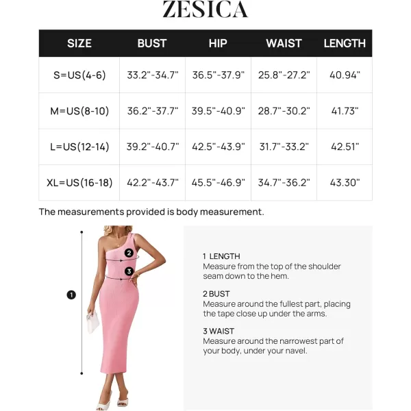 imageZESICA Womens One Shoulder Midi Bodycon Dresses 2024 Summer Sleeveless Slim Fit Ribbed Knit Back Slit Sweater DressPink