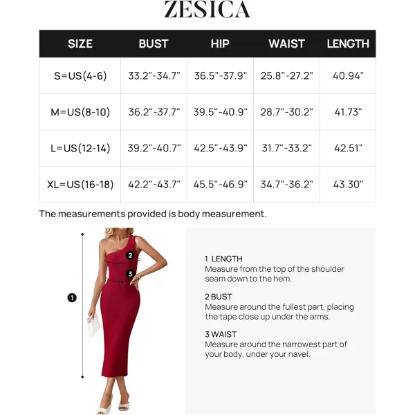 imageZESICA Womens One Shoulder Midi Bodycon Dresses 2024 Summer Sleeveless Slim Fit Ribbed Knit Back Slit Sweater DressRed