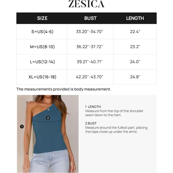 imageZESICA Womens One Shoulder Tank Summer Sleeveless T Shirt Ribbed Knit Slim Fit Sexy Casual Basic Tee TopsDarkblue