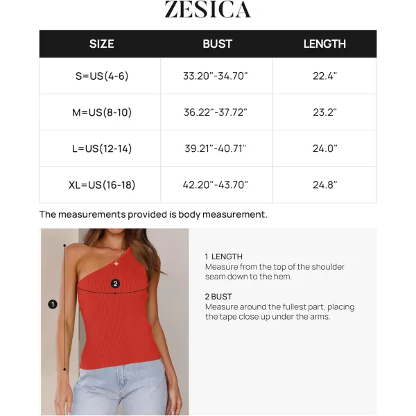 imageZESICA Womens One Shoulder Tank Summer Sleeveless T Shirt Ribbed Knit Slim Fit Sexy Casual Basic Tee TopsOrangered