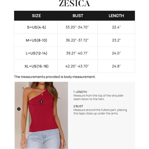 imageZESICA Womens One Shoulder Tank Summer Sleeveless T Shirt Ribbed Knit Slim Fit Sexy Casual Basic Tee TopsRed