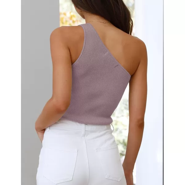 imageZESICA Womens One Shoulder Tank Summer Sleeveless T Shirt Ribbed Knit Slim Fit Sexy Casual Basic Tee TopsTaro