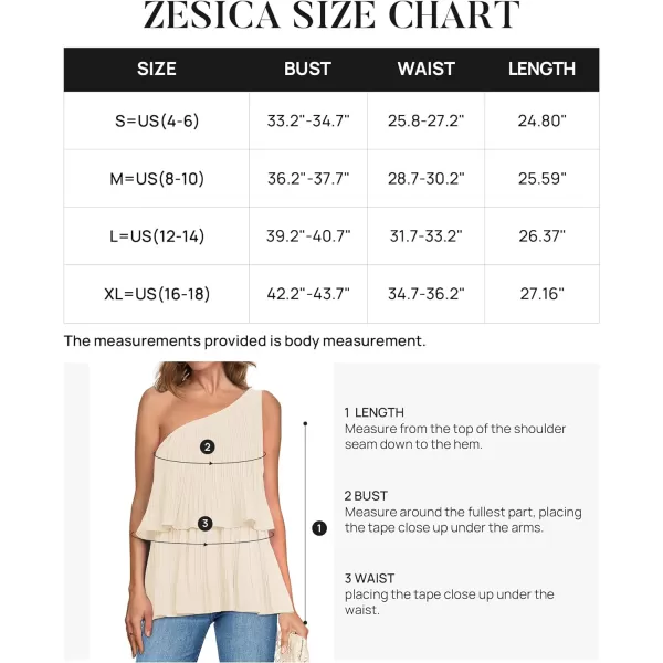 imageZESICA Womens One Shoulder Tank Tops 2024 Summer Sleeveless Ruffle Tiered Layered Chiffon Flowy Blouses ShirtsApricot