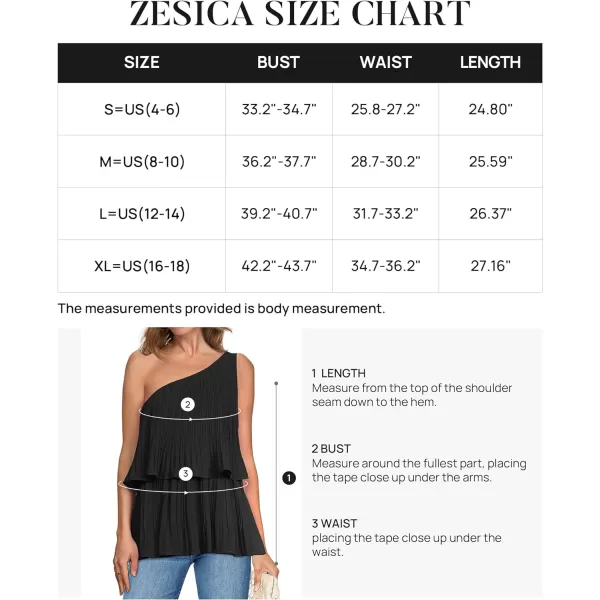 imageZESICA Womens One Shoulder Tank Tops 2024 Summer Sleeveless Ruffle Tiered Layered Chiffon Flowy Blouses ShirtsBlack