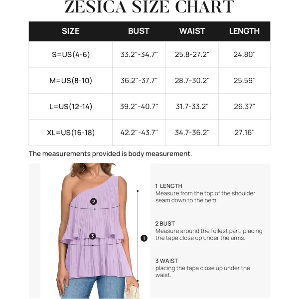 imageZESICA Womens One Shoulder Tank Tops 2024 Summer Sleeveless Ruffle Tiered Layered Chiffon Flowy Blouses ShirtsPurple