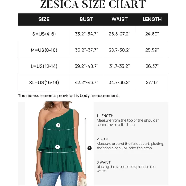 imageZESICA Womens One Shoulder Tank Tops 2024 Summer Sleeveless Ruffle Tiered Layered Chiffon Flowy Blouses ShirtsTealgreen