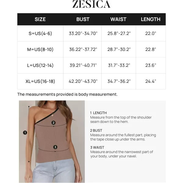 imageZESICA Womens One Shoulder Tank Tops Summer Sleeveless T Shirt Ribbed Knit Color Block Slim Fit Basic Tee TopsCoffee
