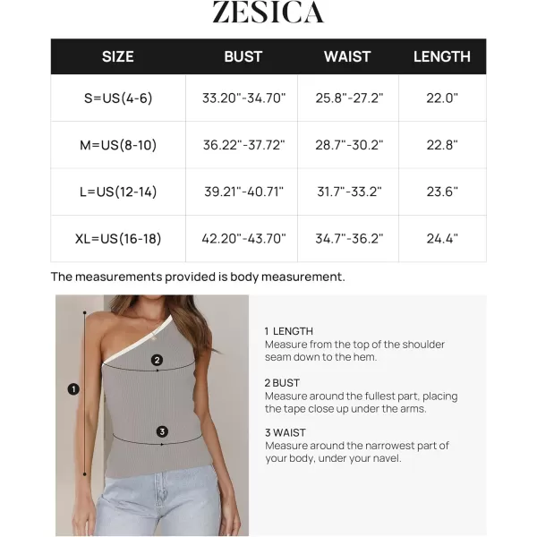 imageZESICA Womens One Shoulder Tank Tops Summer Sleeveless T Shirt Ribbed Knit Color Block Slim Fit Basic Tee TopsGrey