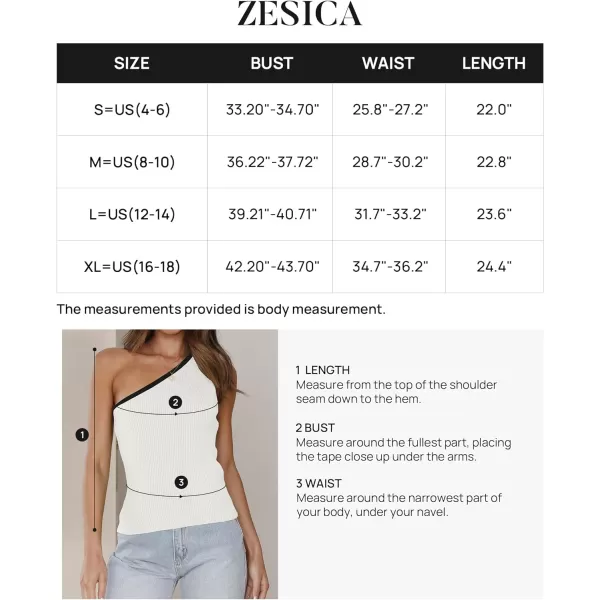 imageZESICA Womens One Shoulder Tank Tops Summer Sleeveless T Shirt Ribbed Knit Color Block Slim Fit Basic Tee TopsWhite