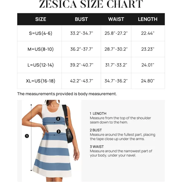 imageZESICA Womens Ribbed Sleeveless Tank Dress 2024 Summer Crew Neck Striped Casual Basic Mini DressesBlue