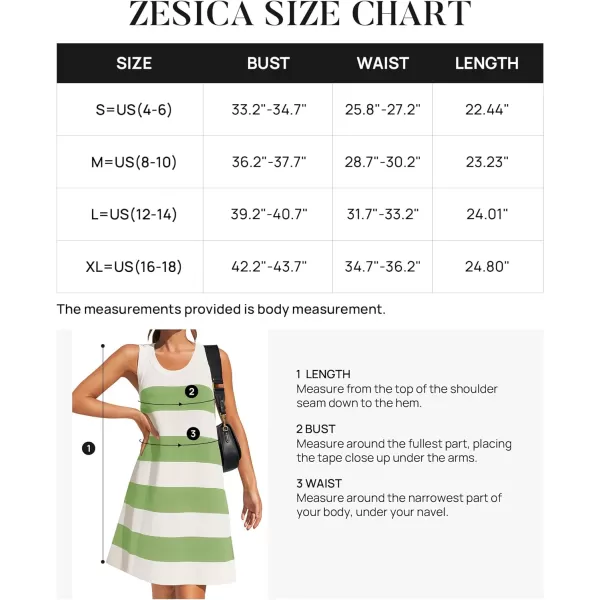 imageZESICA Womens Ribbed Sleeveless Tank Dress 2024 Summer Crew Neck Striped Casual Basic Mini DressesGreen