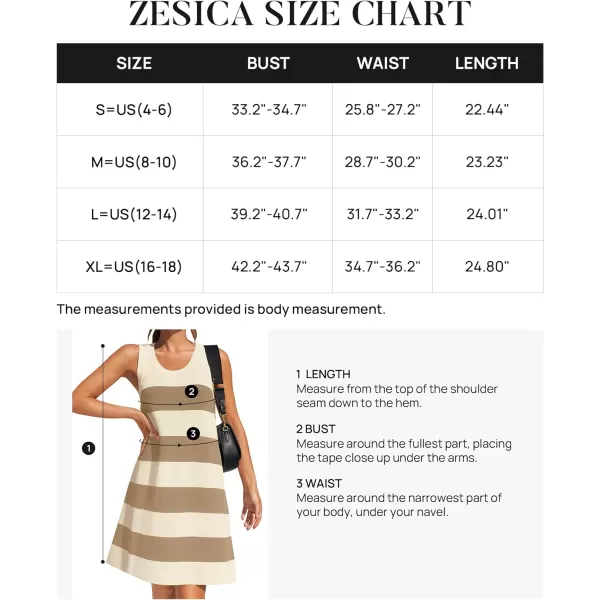 imageZESICA Womens Ribbed Sleeveless Tank Dress 2024 Summer Crew Neck Striped Casual Basic Mini DressesKhaki