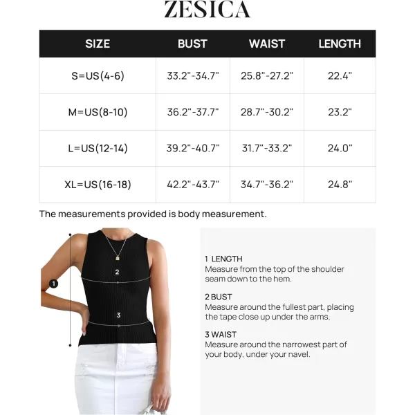 imageZESICA Womens Ribbed Tank Tops 2024 Summer Sleeveless High Neck Casual Slim Fitted Basic Knit ShirtsBlack