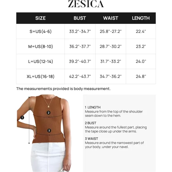 imageZESICA Womens Ribbed Tank Tops 2024 Summer Sleeveless High Neck Casual Slim Fitted Basic Knit ShirtsDarkbrown