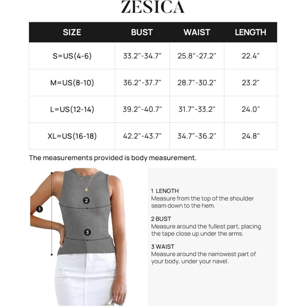 imageZESICA Womens Ribbed Tank Tops 2024 Summer Sleeveless High Neck Casual Slim Fitted Basic Knit ShirtsGrey