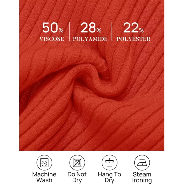 imageZESICA Womens Ribbed Tank Tops 2024 Summer Sleeveless High Neck Casual Slim Fitted Basic Knit ShirtsOrangered