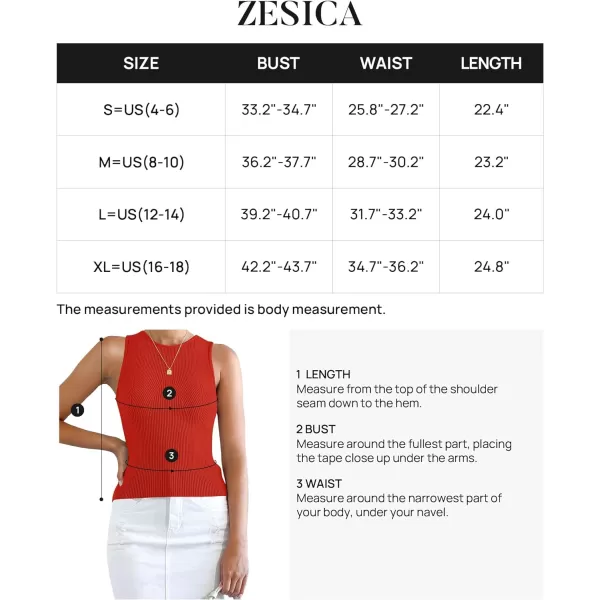 imageZESICA Womens Ribbed Tank Tops 2024 Summer Sleeveless High Neck Casual Slim Fitted Basic Knit ShirtsOrangered