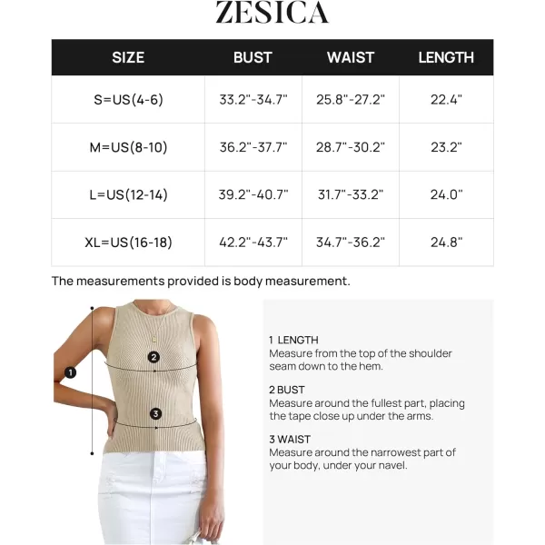 imageZESICA Womens Ribbed Tank Tops 2024 Summer Sleeveless High Neck Casual Slim Fitted Basic Knit ShirtsSand
