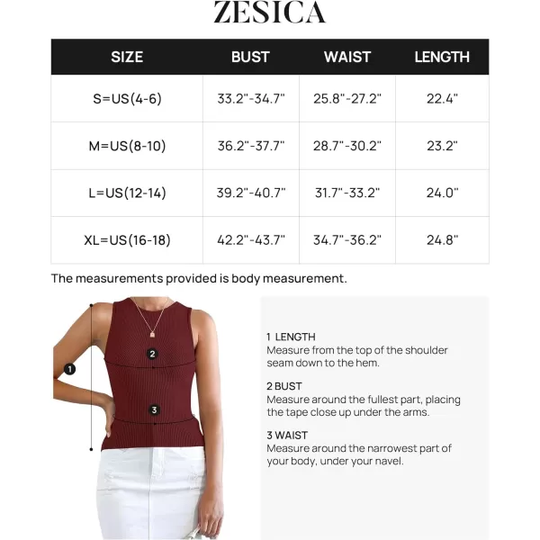 imageZESICA Womens Ribbed Tank Tops 2024 Summer Sleeveless High Neck Casual Slim Fitted Basic Knit ShirtsWine
