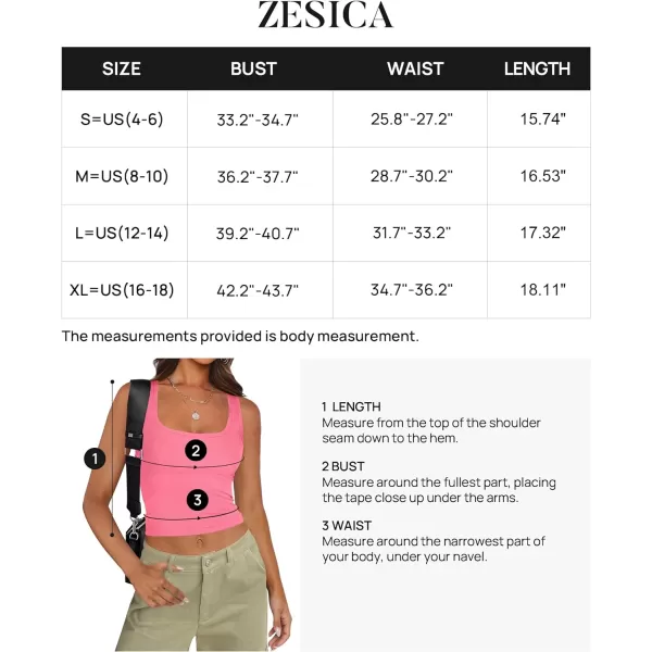 imageZESICA Womens Ribbed Tank Tops Square Neck Summer Sleeveless Shirts Fitted Basic Casual Crop TopsPink