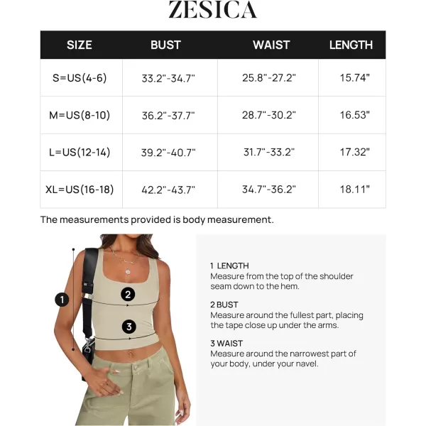 imageZESICA Womens Ribbed Tank Tops Square Neck Summer Sleeveless Shirts Fitted Basic Casual Crop TopsSand
