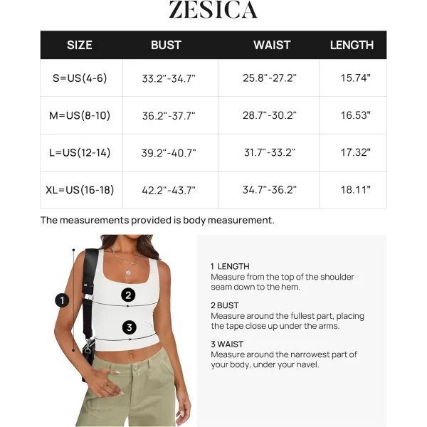 imageZESICA Womens Ribbed Tank Tops Square Neck Summer Sleeveless Shirts Fitted Basic Casual Crop TopsWhite
