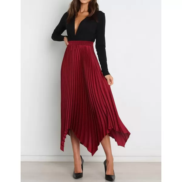 imageZESICA Womens Satin Midi Skirt Casual Elastic High Waist Pleated A Line Asymmetrical Irregular Hem Cocktail Party SkirtsZESICA Womens Satin Midi Skirt Casual Elastic High Waist Pleated A Line Asymmetrical Irregular Hem Cocktail Party Skirts