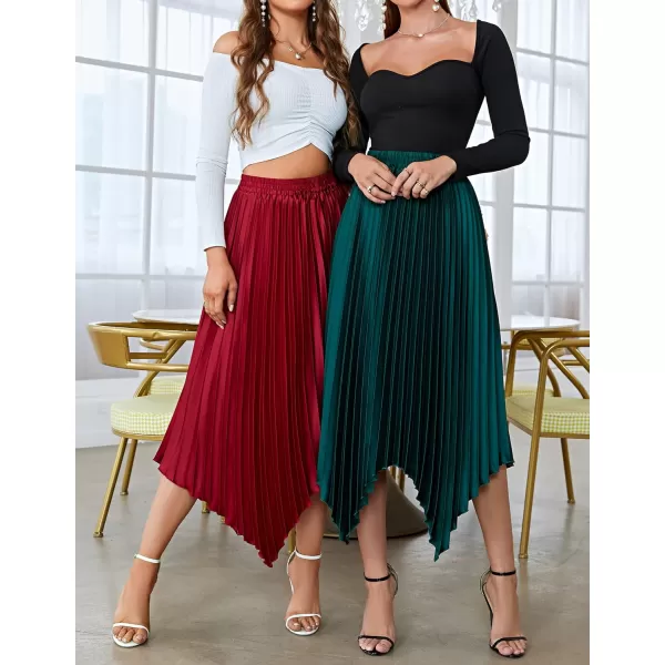 imageZESICA Womens Satin Midi Skirt Casual Elastic High Waist Pleated A Line Asymmetrical Irregular Hem Cocktail Party SkirtsZESICA Womens Satin Midi Skirt Casual Elastic High Waist Pleated A Line Asymmetrical Irregular Hem Cocktail Party Skirts