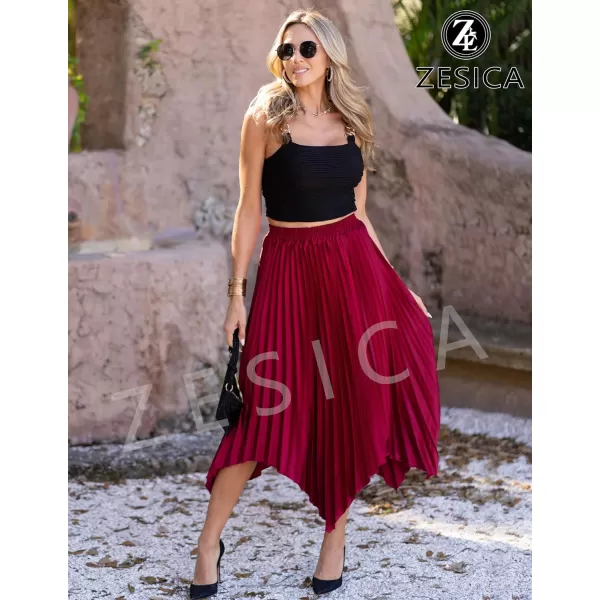 imageZESICA Womens Satin Midi Skirt Casual Elastic High Waist Pleated A Line Asymmetrical Irregular Hem Cocktail Party SkirtsZESICA Womens Satin Midi Skirt Casual Elastic High Waist Pleated A Line Asymmetrical Irregular Hem Cocktail Party Skirts