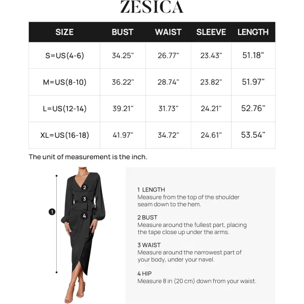 imageZESICA Womens Satin V Neck Bodycon Dress Long Sleeve Ruched Tie Waist Wrap Split Cocktail Party Midi DressesRustSmallBlack Small