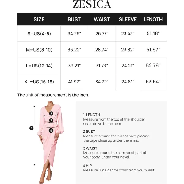 imageZESICA Womens Satin V Neck Bodycon Dress Long Sleeve Ruched Tie Waist Wrap Split Cocktail Party Midi DressesRustSmallPink Small