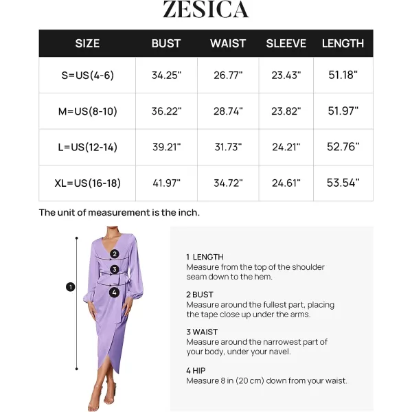 imageZESICA Womens Satin V Neck Bodycon Dress Long Sleeve Ruched Tie Waist Wrap Split Cocktail Party Midi DressesRustSmallPurple XLarge