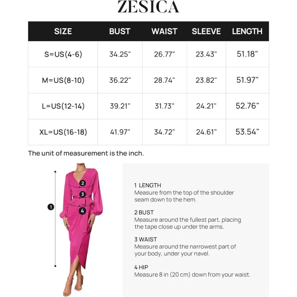 imageZESICA Womens Satin V Neck Bodycon Dress Long Sleeve Ruched Tie Waist Wrap Split Cocktail Party Midi DressesRustSmallRose Medium