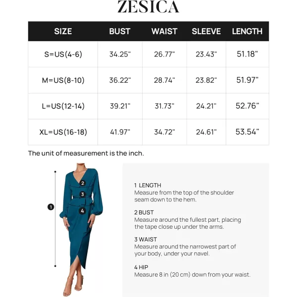 imageZESICA Womens Satin V Neck Bodycon Dress Long Sleeve Ruched Tie Waist Wrap Split Cocktail Party Midi DressesRustSmallTeal XLarge