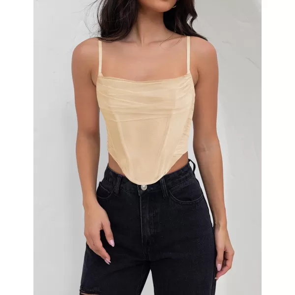 imageZESICA Womens Sexy Bustier Crop Top Spaghetti Straps Backless Y2k Club Party Cami Corset TopsApricot