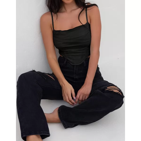 imageZESICA Womens Sexy Bustier Crop Top Spaghetti Straps Backless Y2k Club Party Cami Corset TopsBlack