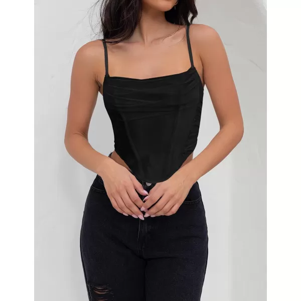imageZESICA Womens Sexy Bustier Crop Top Spaghetti Straps Backless Y2k Club Party Cami Corset TopsBlack