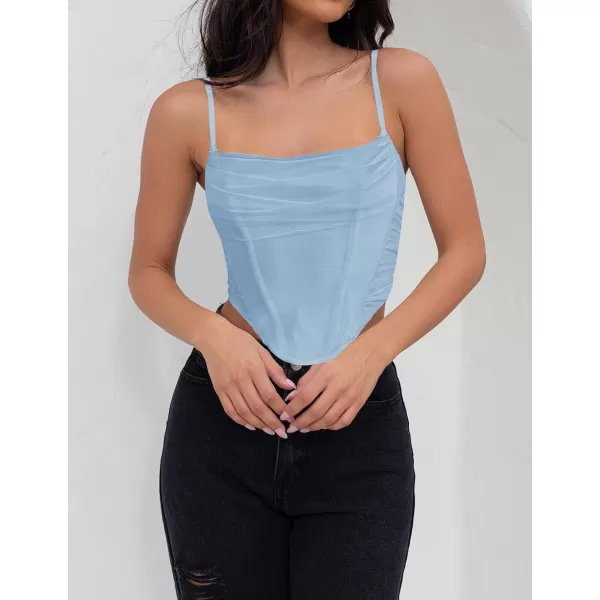 imageZESICA Womens Sexy Bustier Crop Top Spaghetti Straps Backless Y2k Club Party Cami Corset TopsBlue