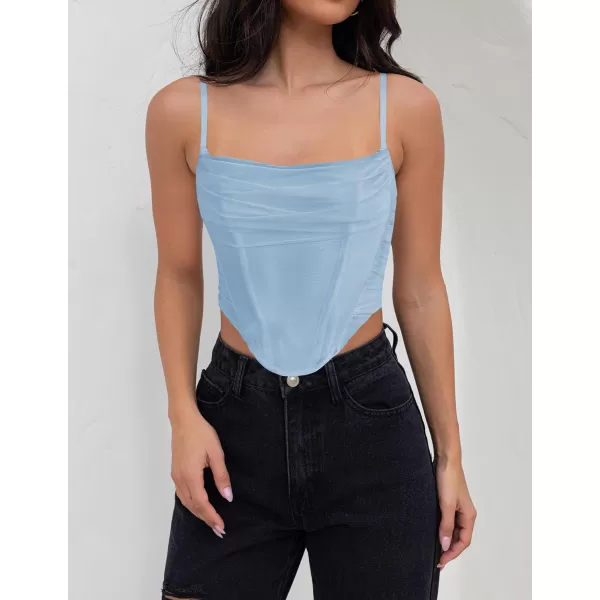 imageZESICA Womens Sexy Bustier Crop Top Spaghetti Straps Backless Y2k Club Party Cami Corset TopsBlue