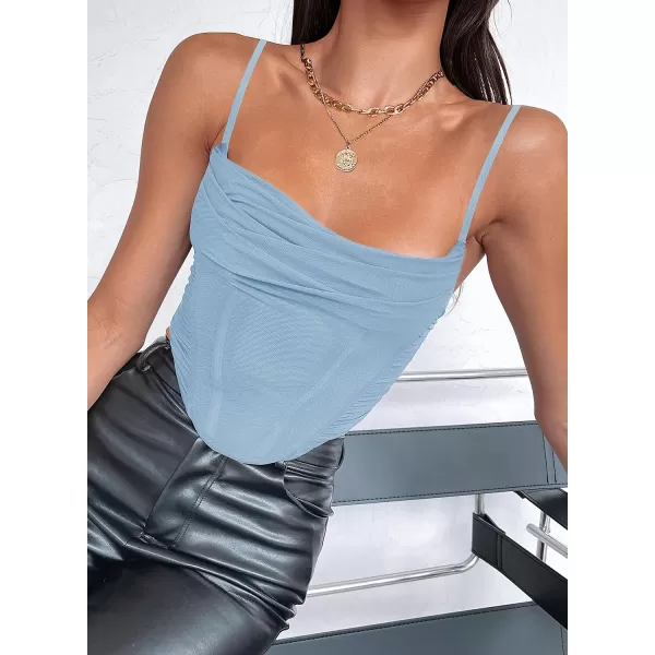imageZESICA Womens Sexy Bustier Crop Top Spaghetti Straps Backless Y2k Club Party Cami Corset TopsBlue
