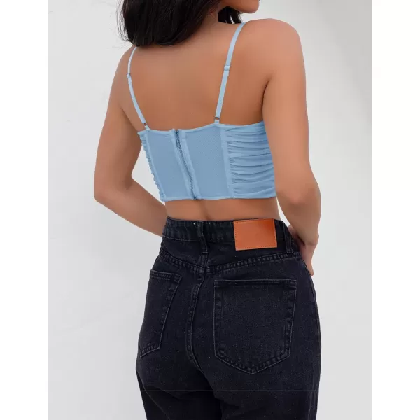 imageZESICA Womens Sexy Bustier Crop Top Spaghetti Straps Backless Y2k Club Party Cami Corset TopsBlue