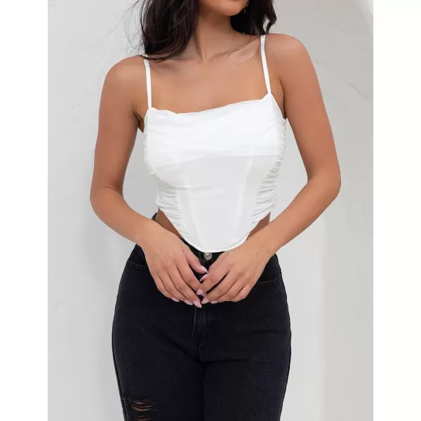 imageZESICA Womens Sexy Bustier Crop Top Spaghetti Straps Backless Y2k Club Party Cami Corset TopsIvory