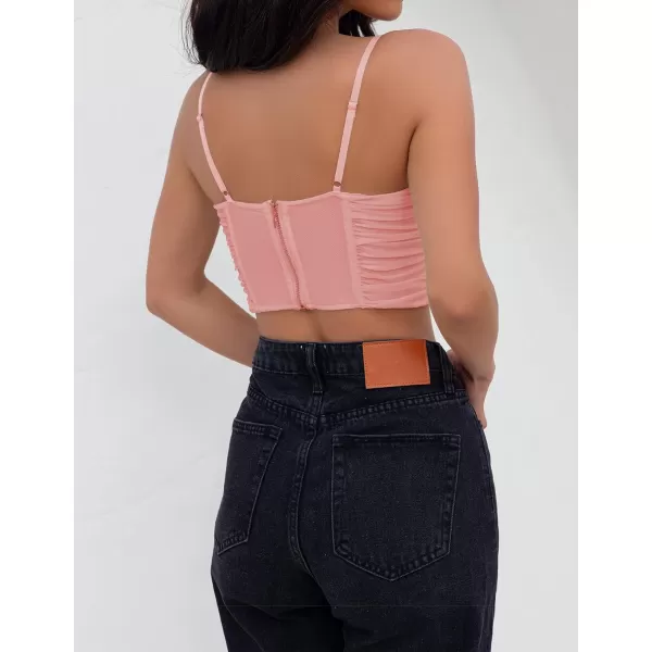 imageZESICA Womens Sexy Bustier Crop Top Spaghetti Straps Backless Y2k Club Party Cami Corset TopsPink