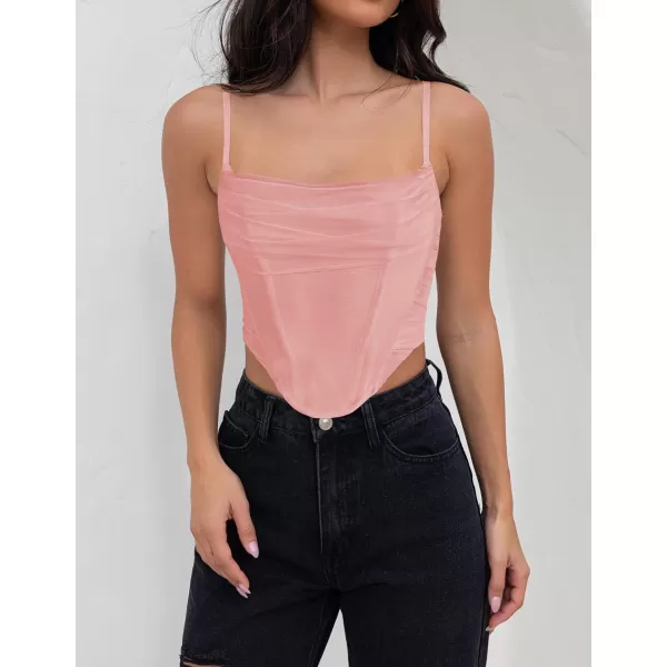 imageZESICA Womens Sexy Bustier Crop Top Spaghetti Straps Backless Y2k Club Party Cami Corset TopsPink