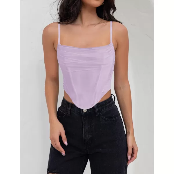 imageZESICA Womens Sexy Bustier Crop Top Spaghetti Straps Backless Y2k Club Party Cami Corset TopsPurple