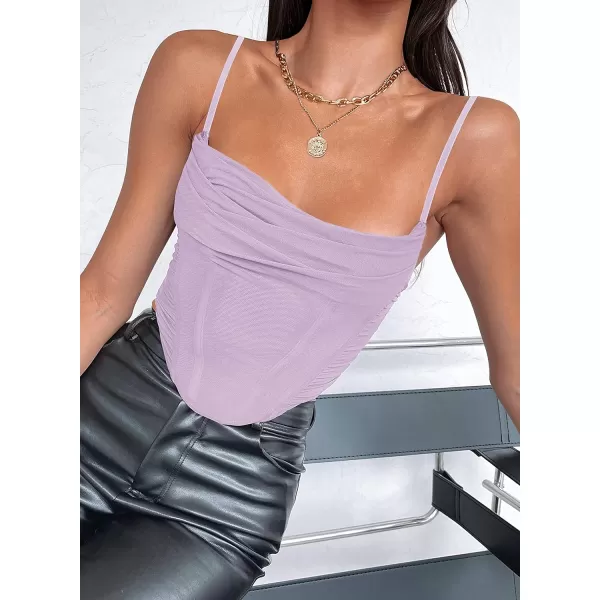 imageZESICA Womens Sexy Bustier Crop Top Spaghetti Straps Backless Y2k Club Party Cami Corset TopsPurple